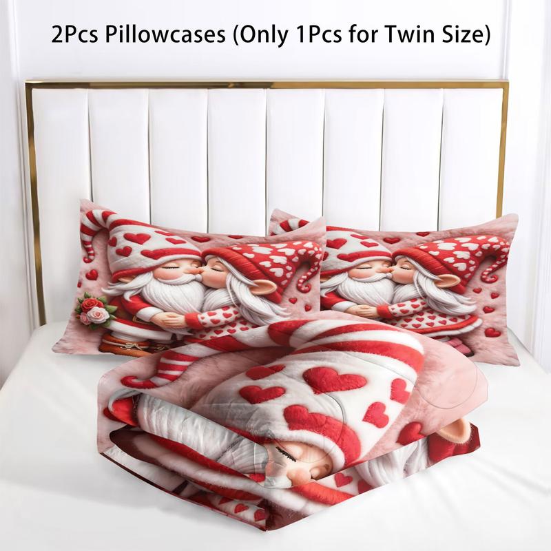 2/3 Pcs Couples Romantic Sweetheart Style Comforter Set, High Definition Unique Digitally Printed Bedding Set, Ideal for Couples Theme Room Decor, Soft and Comfortable for Year Round Use, Pillowcase No Filler