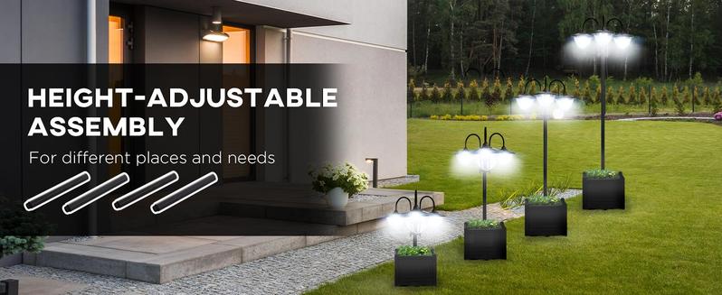 Outsunny 72" - 94.5" Solar Lamp Post, All-Weather Waterproof Stainless Steel, Vintage Style for Garden, 6 Hour Max Outdoor Ready LED Lighting, for Garden, Lawn, Pathway, Driveway