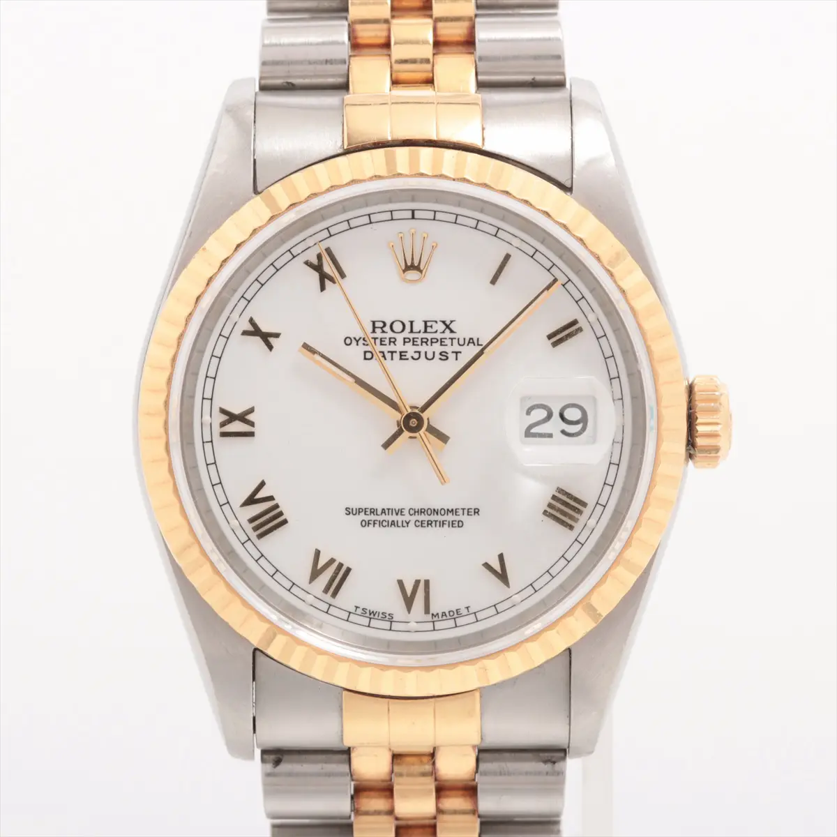 Rolex White Datejust Unisex 36mm 16233