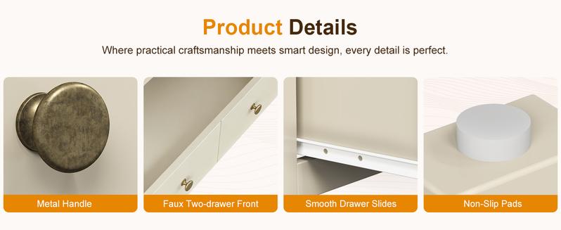 RoyalCraft 3 Drawer Dresser, 27'' Wood Chest of Drawers with Storage Drawers, Modern Bedroom Dresser Cabinet for Living Room, Entryway, Hallway