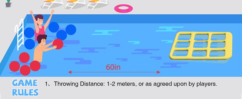 Pool Toys Games Set- Tic Tac Toe Inflatable Pool Toy with 10 Balls - Pool Games for Adults Teens Kids 2-10 Players - Pool Party Decorations