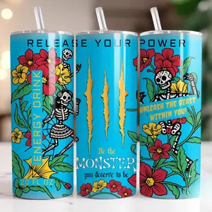 Blue Monster Energy Drink Tumbler 20oz Skinny | Energy Drink Sublimation Design | Seamless Tumbler Design | Gift For Him And Her