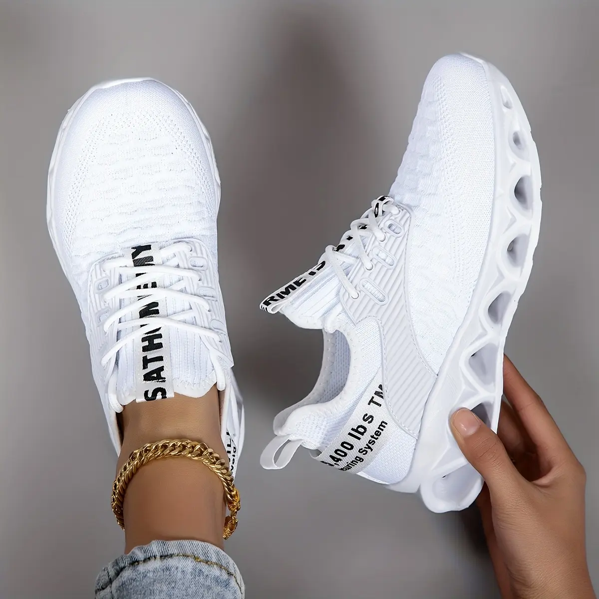 Light Casual Trainers & White Running Shoes for Women, Breathable Non-Slip Blade Sneakers for Walking & Training, Walking/Running, Female