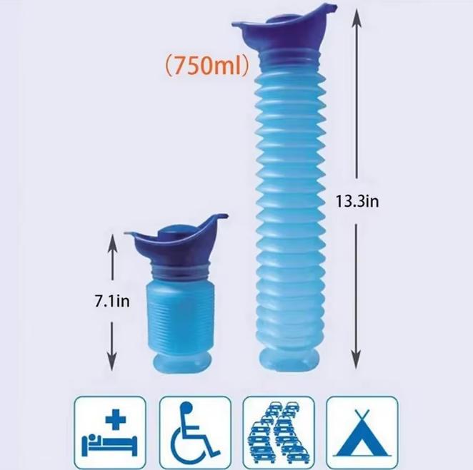 1set Urinal Car Urinal Bucket Outdoor Standing Urine Emergency Travel Portable Reusable Shrinkable Camping Toilet Urine Leak