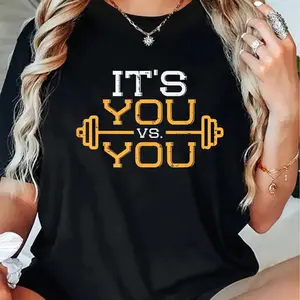 100% Cotton Its Vs You Workout Gym Workout Motivation Fitness Men Women T-Shirt 👑