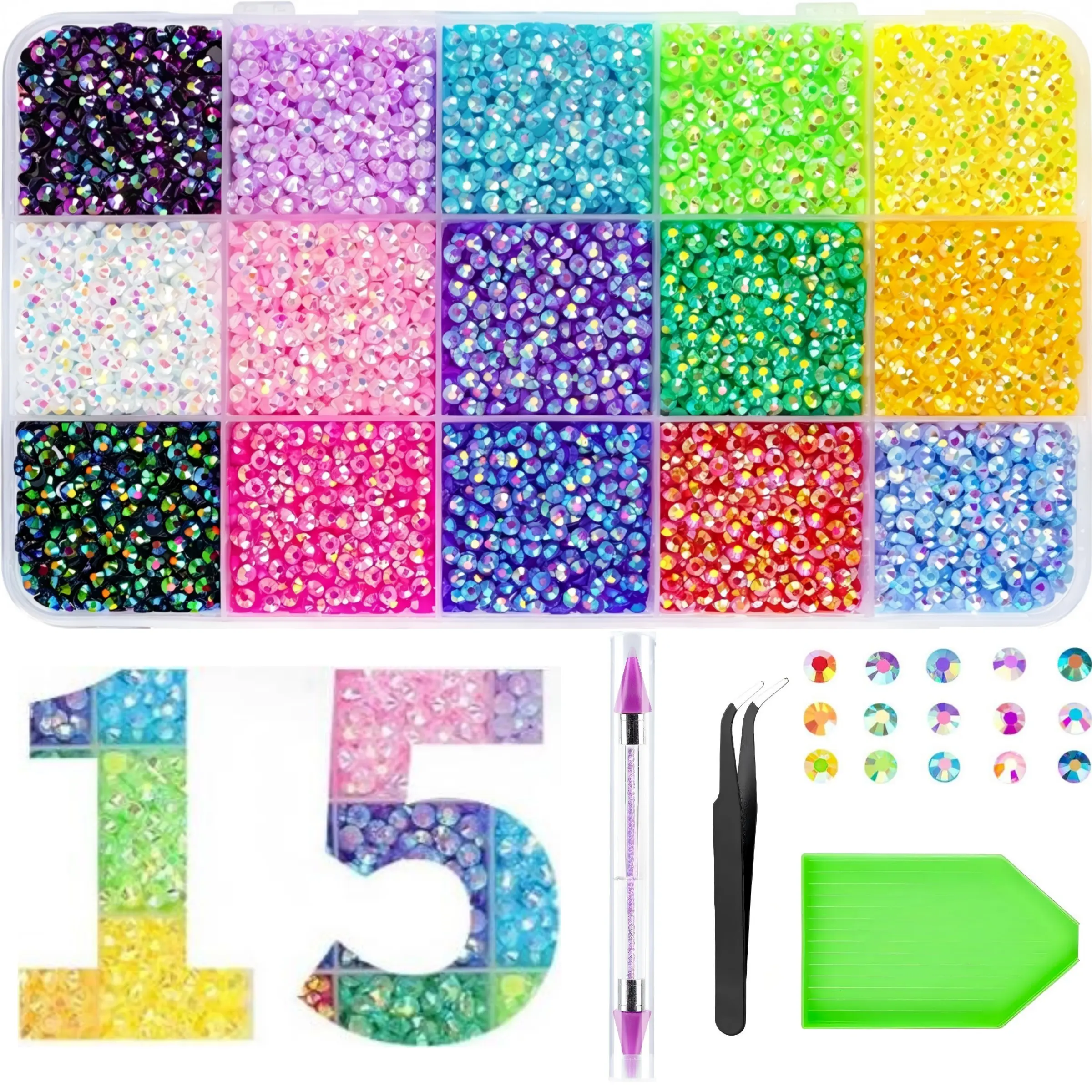 20000Pcs Resin Jelly Rhinestones Multicolor 3mm Flatback Rainbow Gems Bedazzling Crystal with  Rhinestone Picker for DIY Crafting Clothes Shoes Nail Art, Rhinestone Nails, Nail Diamond Gems
