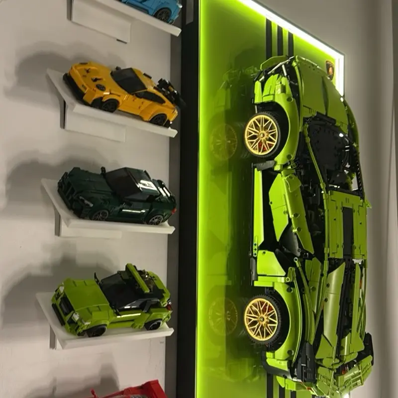 3 pack - Speed Champion Wall Display - Tool-Free Easy Install No Screws Durable Universal Mount for LEGO Car Collection