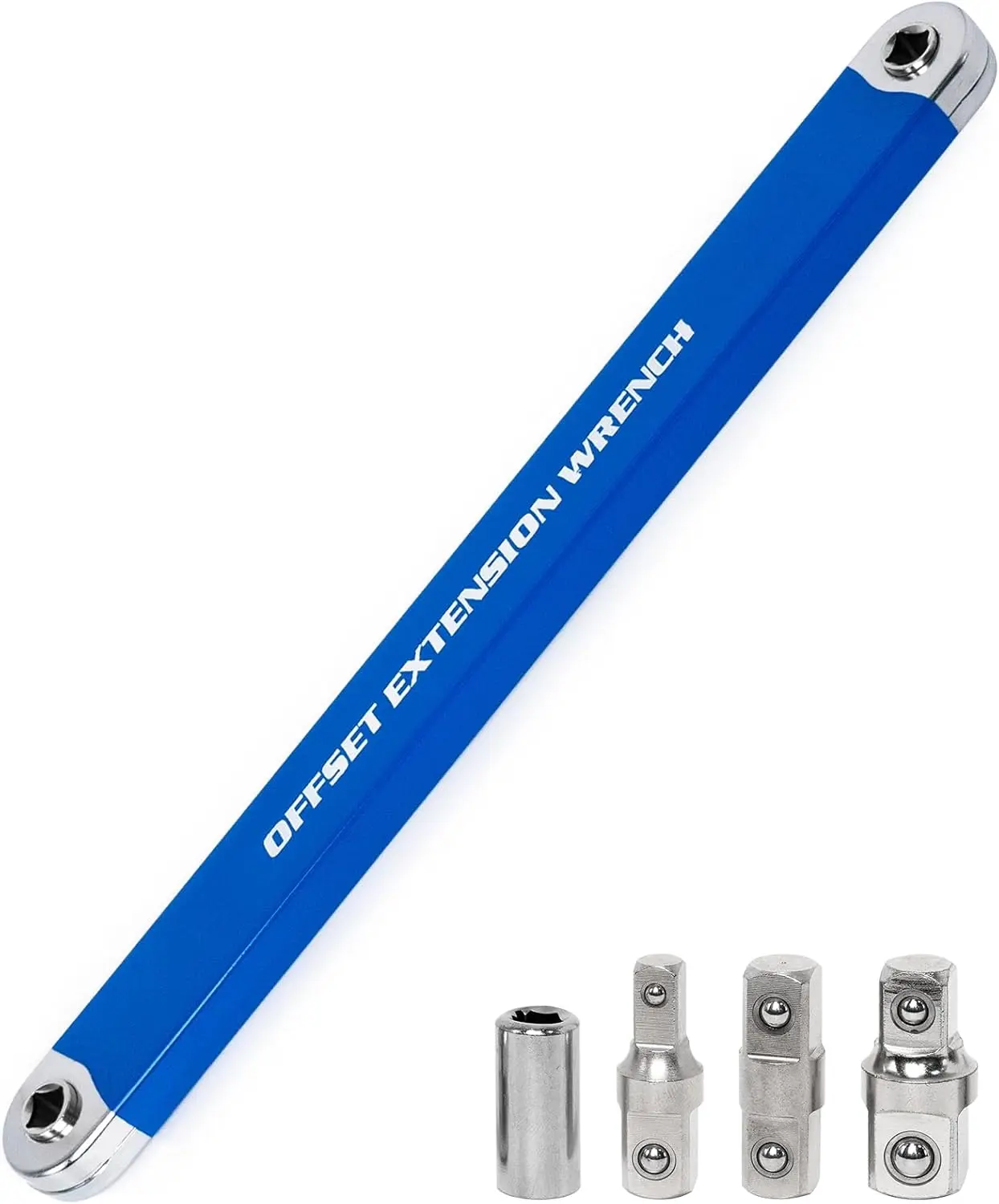 Ratchet Wrench Extender,Tight Reach Extension Wrench Set with 1/2",1/4" and 3/8" Square Drive Adapters,Universal Offset Extension Wrench for Hard to Reach Areas,Impact Wrench Extension Bar
