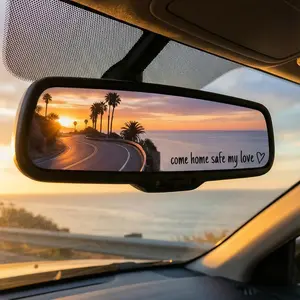 4PCS come home safe my love Vinyl Car Rearview Mirror Sticker Decal for Women Universal Car Decoration Accessories for Girlfriend Boyfriend Wife