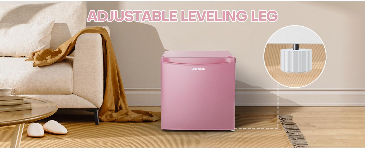 Upstreman mini fridges 1.7 Cu.ft with Freezer Pink FR17 Adjustable Thermostat Energy Saving Low Noise Single Door Compact Refrigerator for Dorm Office Can Bedroom