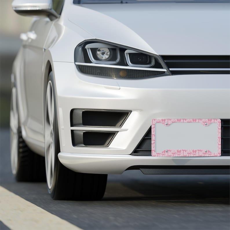 Pink Coquette Bow License Plate Frame, Girly Cute Car Decor, Car Accessories for Women, Gen Z Car Bumper