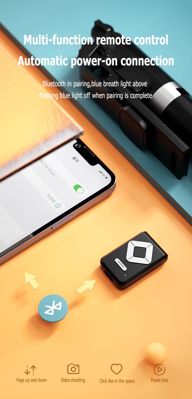 Upgrade 6 in 1 Selfie Stick With Fill Light, 67" Phone Tripod & Wireless Remote Page Turner,Bluetooth Camera Video Recording Remote,Music Control, for iPhone ,iPad ,iOS,Android