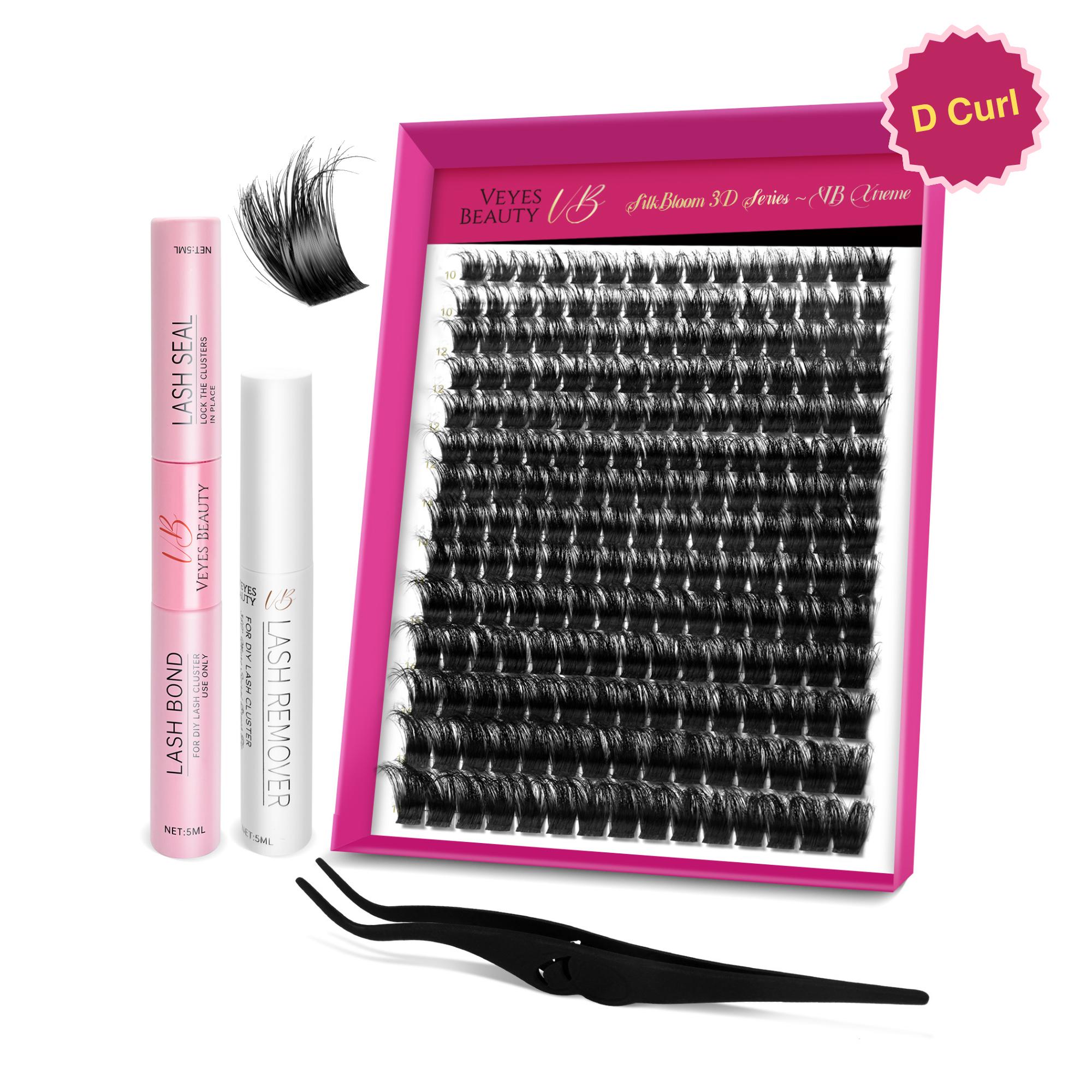 VEYESBEAUTY VB-Xtreme Cluster Lashes 3D DIY Mixed Length Individual Eyelashes Soft Durable Matte Black Fluffy for Makeup Cosmetic Eyelashes Extensions