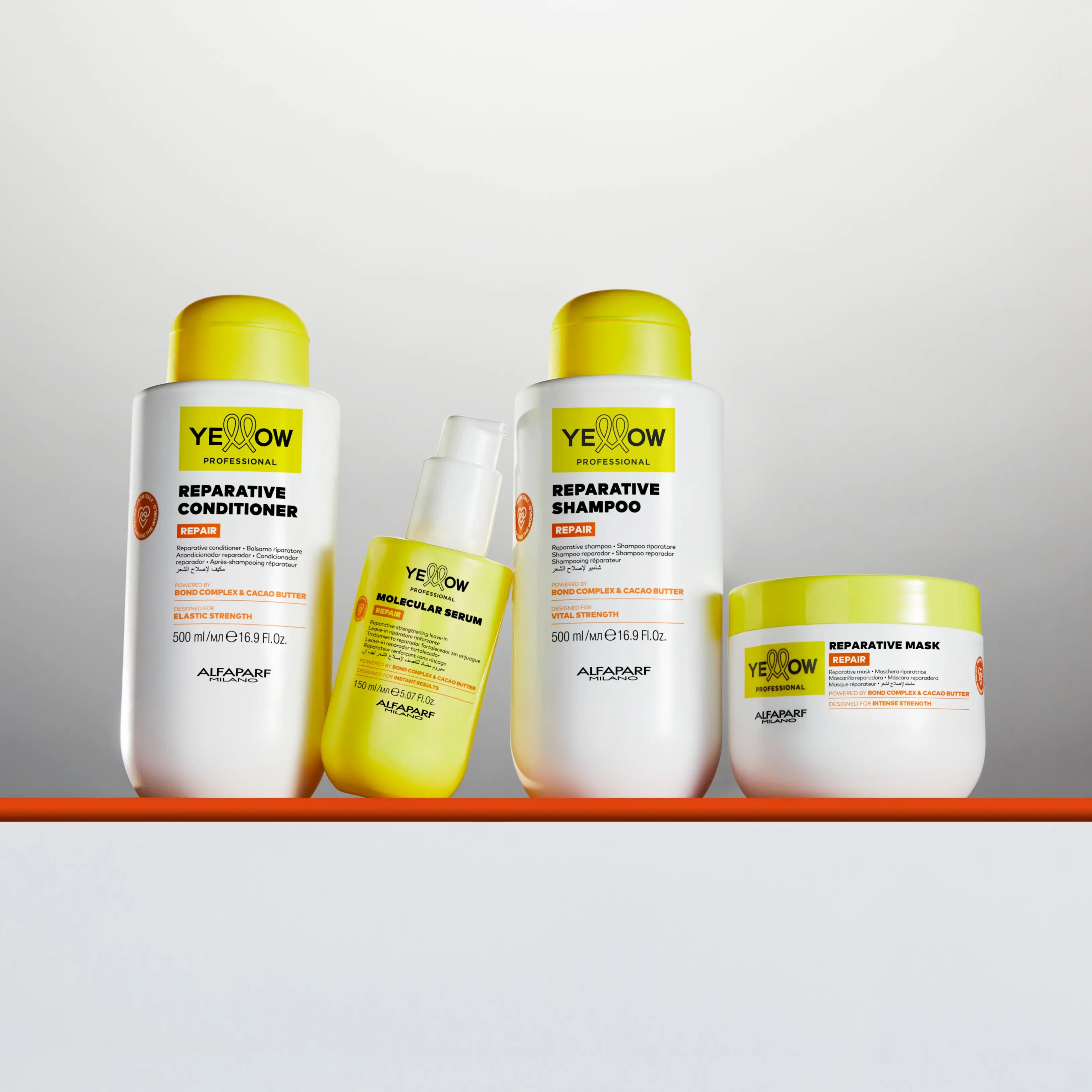 Yellow Alfaparf Milano Repair Line | shampoo - Conditioner - Hair mask (300ml)  - serum, Multi-Pack