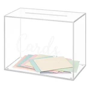 OnDisplay Clear Acrylic Wedding Card Box w/Sliding Panel – Transparent Lucite Gift Holder