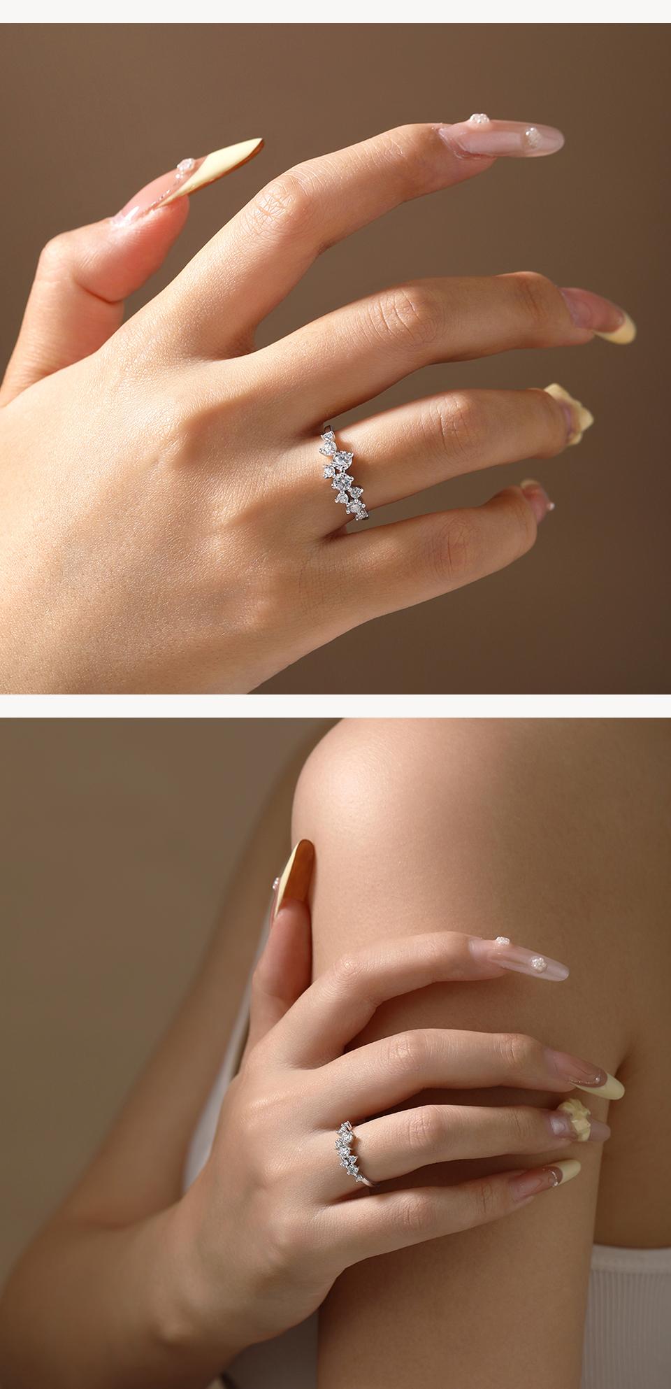 ATTAGEMS Sparkling D Color Lab-Created Moissanite Ring 925 Sterling Silver Casual Design Party Anniversaty Birthday Ring Gift for Women Unisex R304