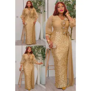 Gold Sequin Embellished Draped Maxi Dress: Wedding Mother of The Bride Cocktail Birthday Party