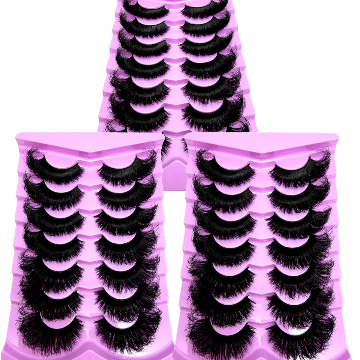 Nature Dense Doll Youth Strip Lashes, 21 Pairs Faux Mink False Eyelashes, Voluminous D-Curl Cat Eye Style, 18-25mm Reusable Pack with Dramatic Effect