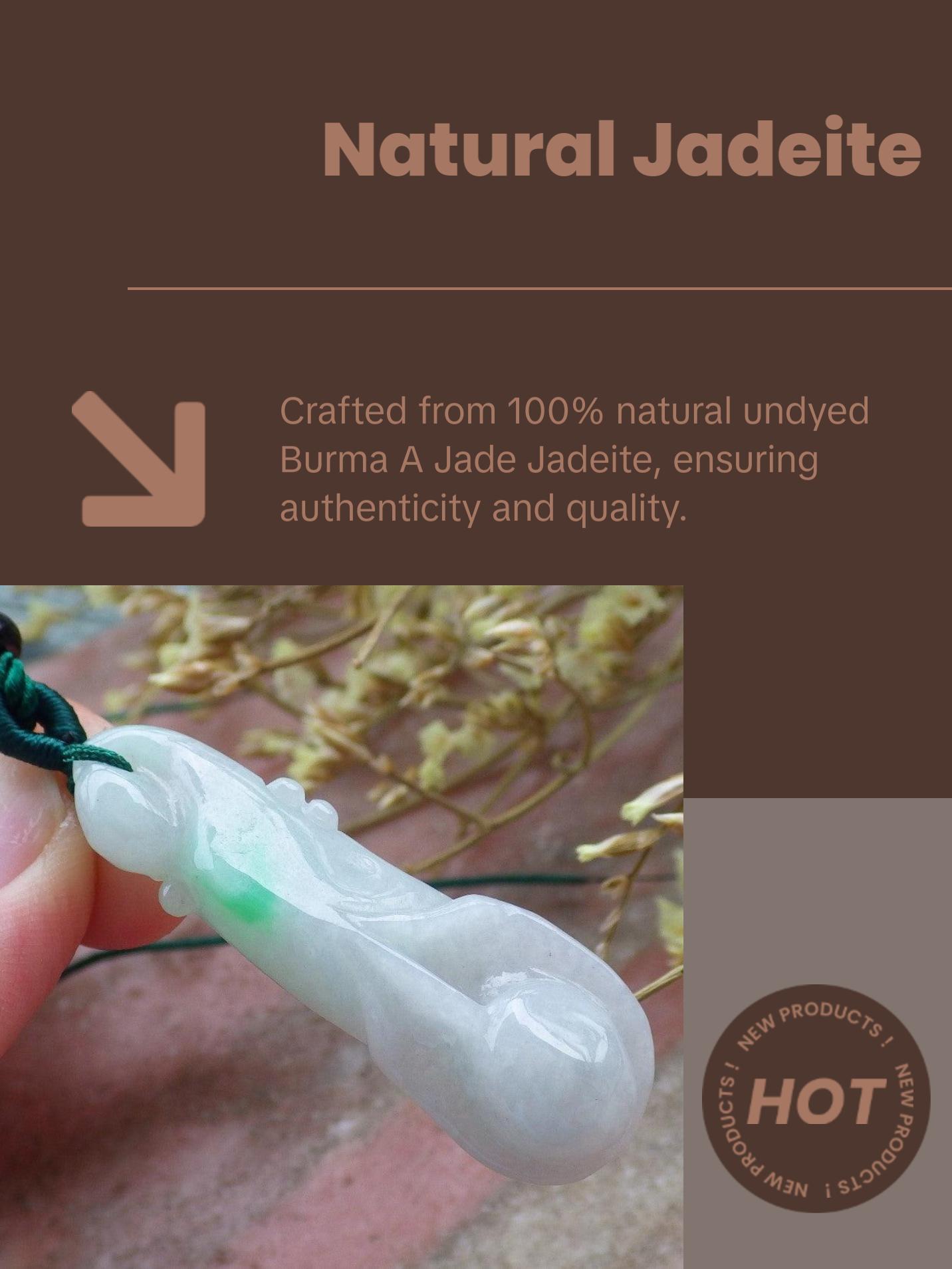 Certified Hand Carved Natural Myanmar Burma A Jade Jadeite Rose Orchid Flower Pendant Necklace