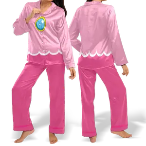Videogame Princess Cosplay Long Sleeve Pajama, Pink Sleepwear Collection For Women Girls, Cute Gamer Gift Idea, Cozy Loungewear | TMGN050326.R2875.ID00
