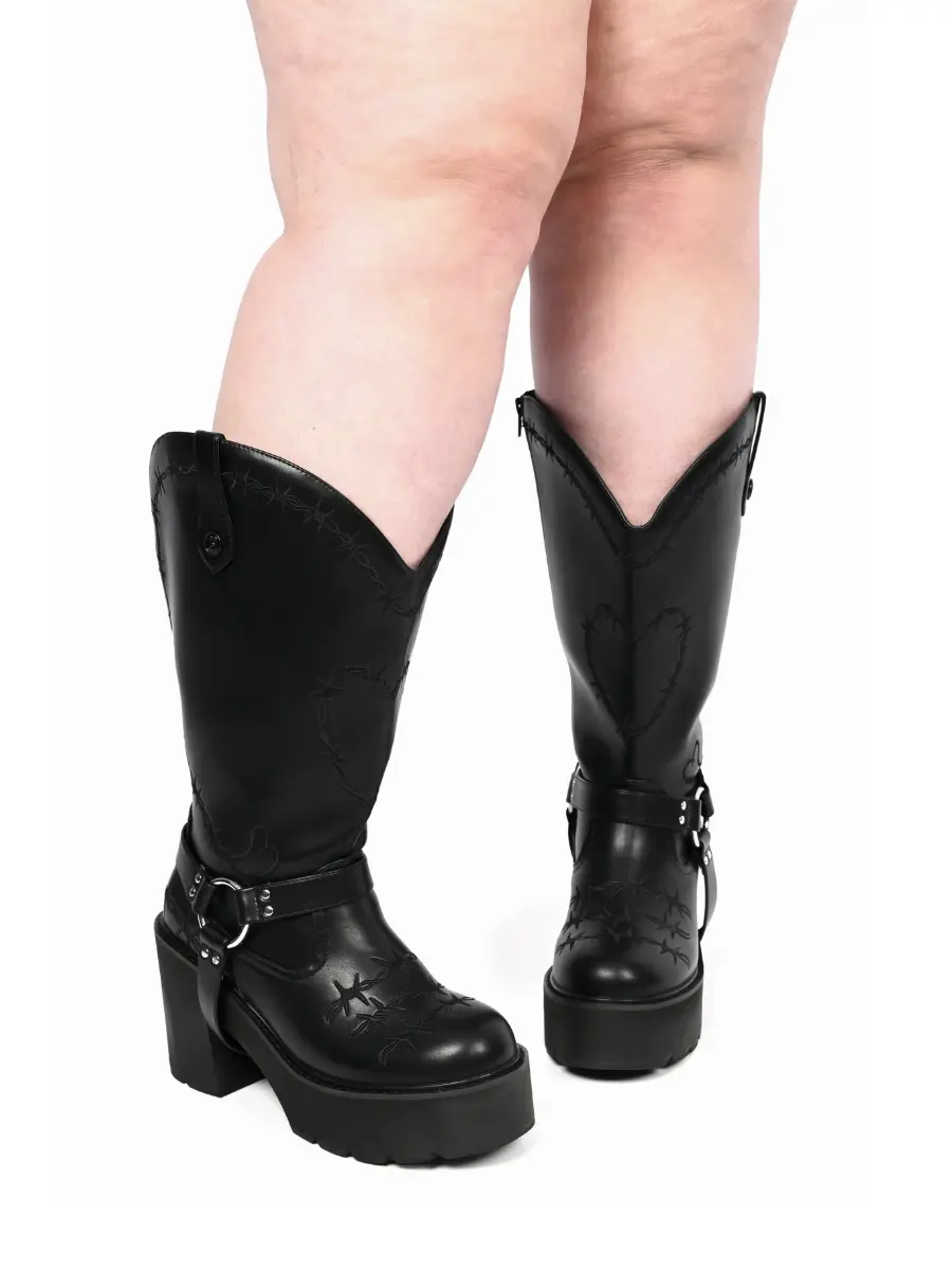 Barbed Wire Platform Cowboy Boots FOXBLOOD