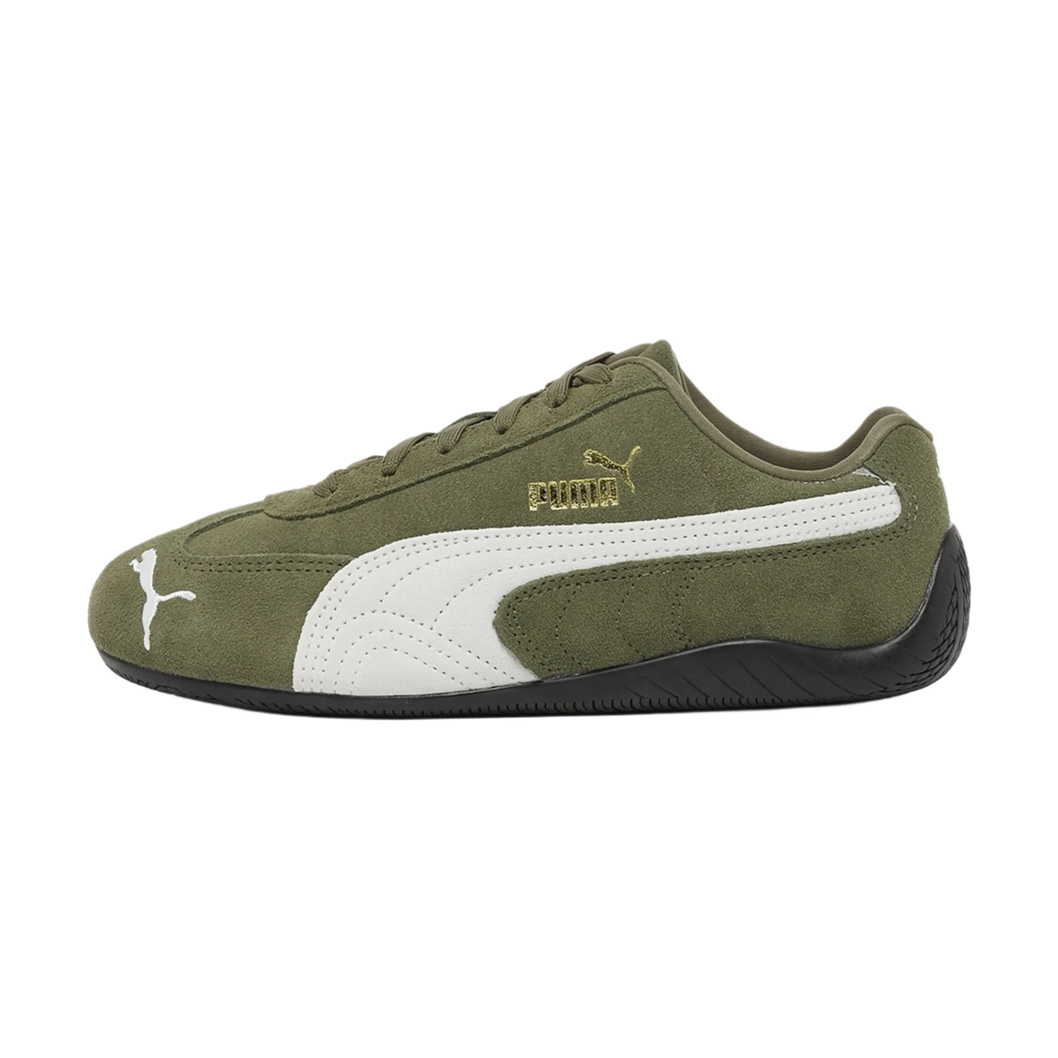 Puma Youth Speedcat OG Leather Sneakers, Low-Profile Retro Motorsport Style for Casual Daily Wear, Army Green, Shoes, Sports Shoes, Footwear, Army Green/White, Athletic, Walking Shoes, Closed