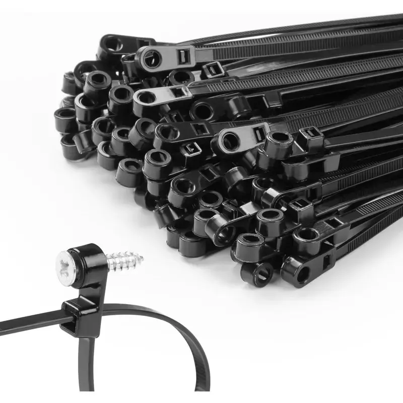 100 PCS, 8.66-Inch Nylon Cable Ties with Screw Mounting Holes, 75 lb Heavy-Duty Adjustable Zip Ties for Indoor & Outdoor Cable Management,toolupgrade
