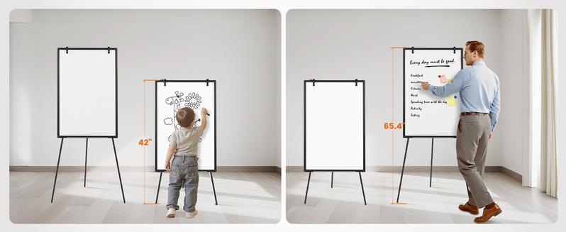 Whiteboard Easel, Magnetic White Board Dry Erase, Porbable Boards Height Adjustable, Dry Erase Board with Stand for School, Office and Home, Silver Aluminium Frame