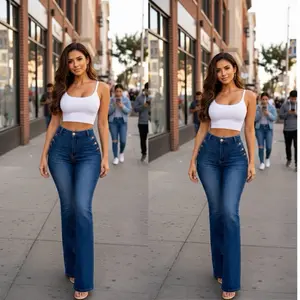 MIA009W-high-waisted bell-bottom trousers