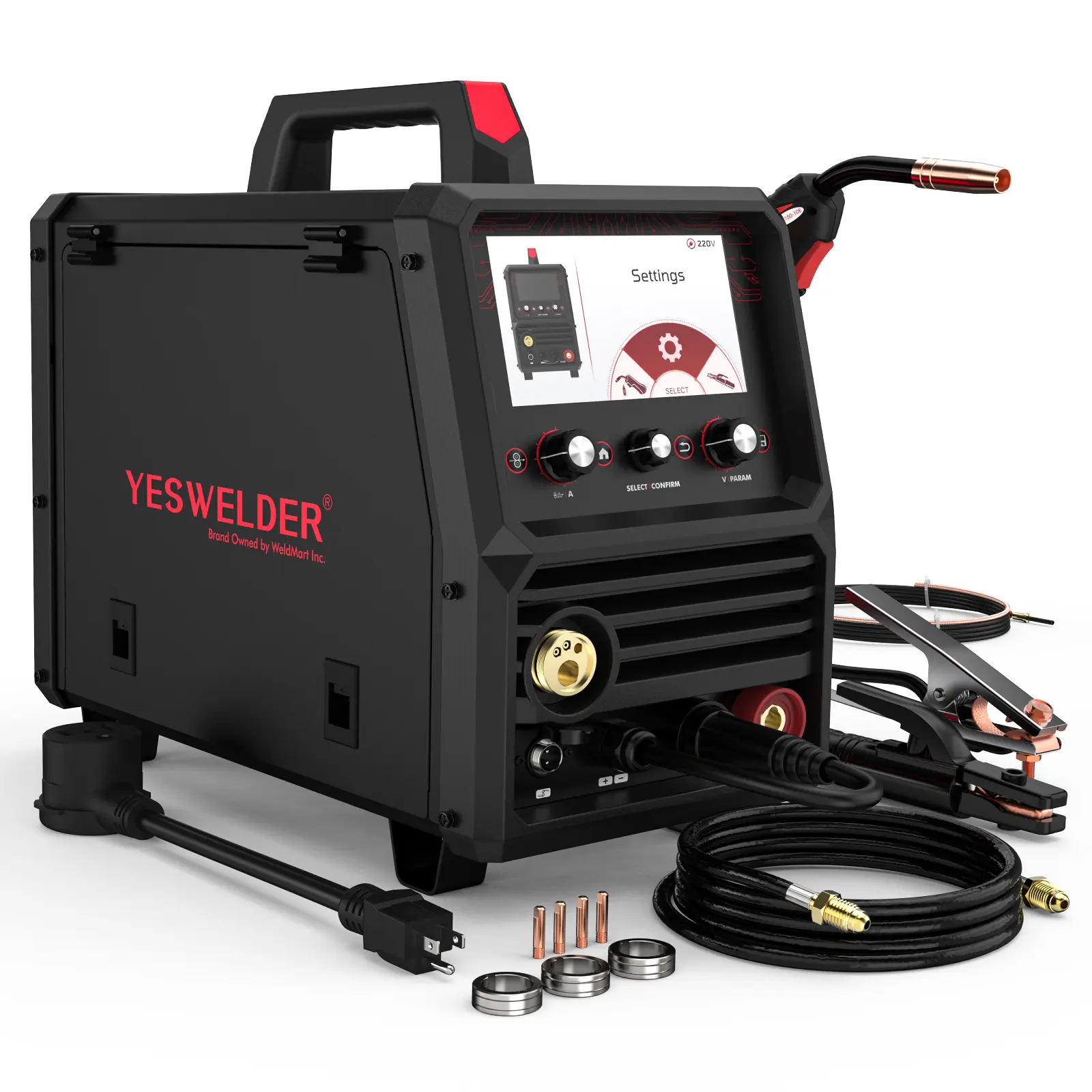YESWELDER Firstess SP200 6-in-1 Welder, 7-Inch LCD Screen, 110V/220V Dual Voltage, 200A Pulse MIG/Pulsed MIG/Flux Core/Lift TIG/Stick, Spool Gun Ready for Aluminum, for Home & Shop