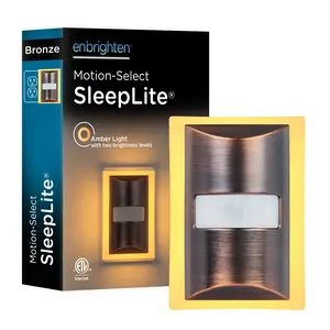 Enbrighten SleepLite Night Light, Motion Select, Motion-Boost, Amber LED, Coverlite, Backlit, Oil Rubbed Bronze