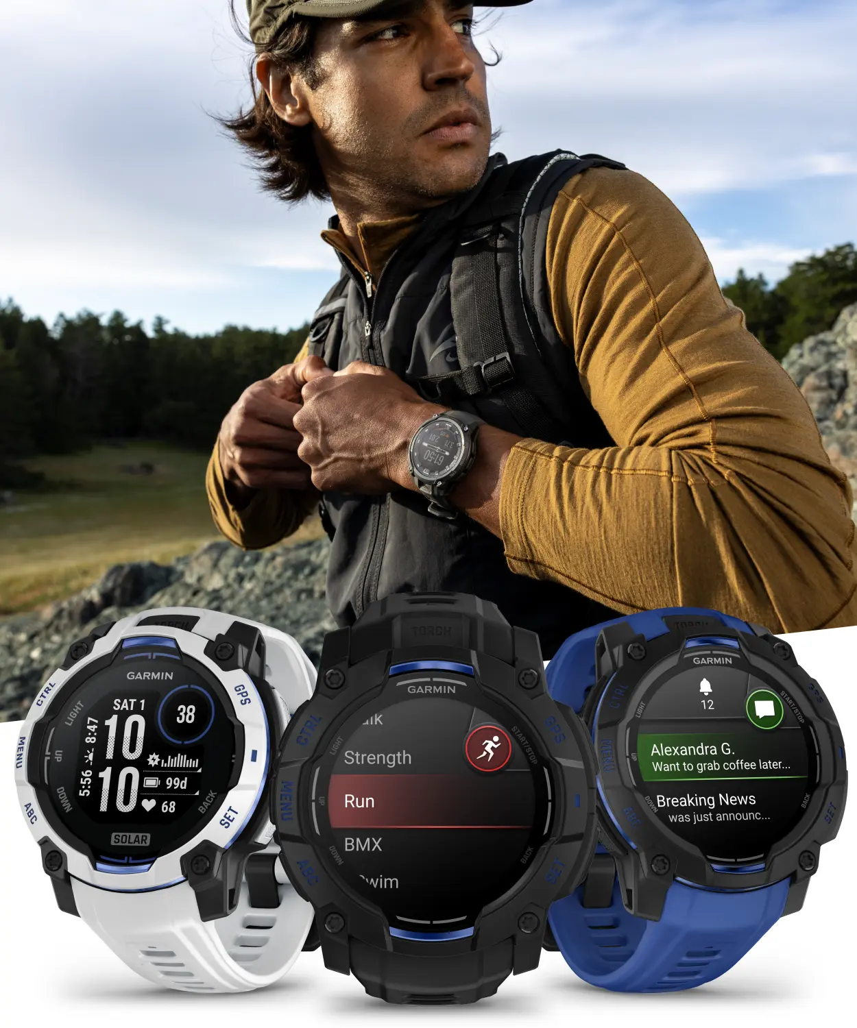 Garmin Instinct 3 Rugged Outdoor GPS Smartwatch - Adult Unisex, 45/50mm AMOLED/Solar Touchscreen, Supernova Collection Limited Edition, Bluetooth ANT+, Android/iOS Health & Fitness Tracking, Wearable4U Bundle, Silicone, Resistance