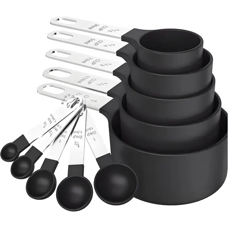 10 PCS Measuring Cups & Spoons Set, Stackable Cups and Spoons, Nesting Measure Cups with Stainless Steel Handle, Kitchen Gadgets for Cooking & Baking