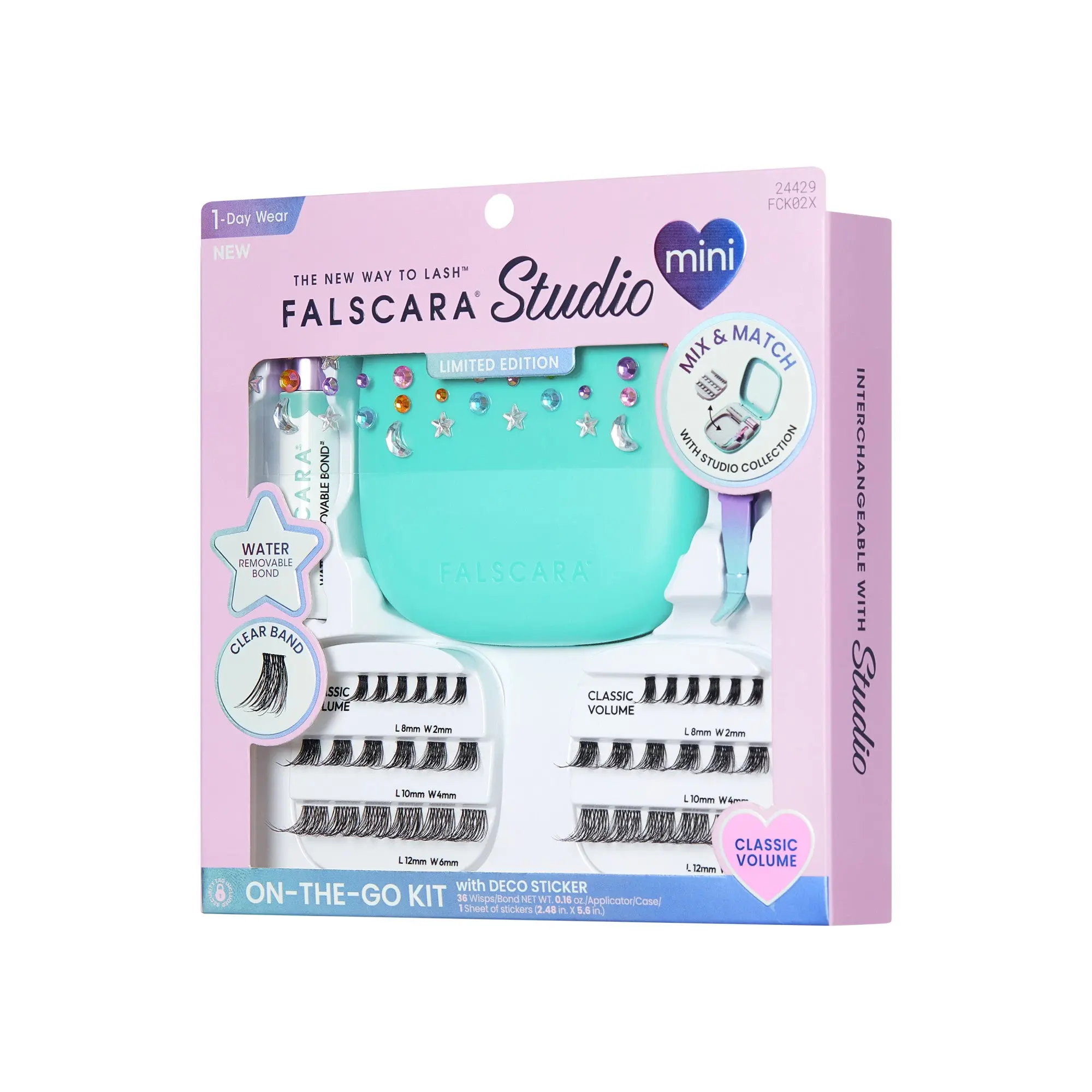 Falscara Studio Mini Festival On-The-Go Kit - Classic Volume | DIY False Lash Extensions, Cluster Lash, Wispy Lashes, 36 Wisps, 8mm-12mm