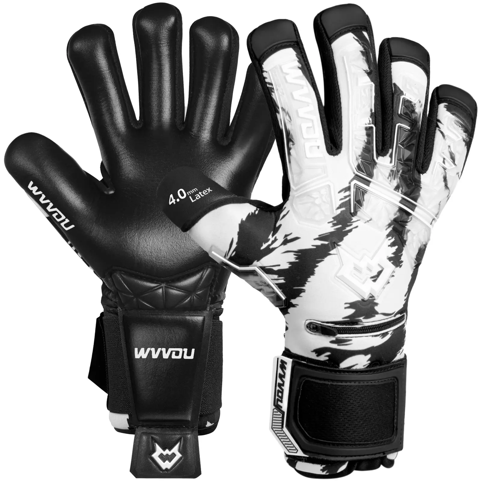 WVVOU Guardian 2.0 Adult Football Goalkeeper Gloves, 3D Tailored Fit, 4+3mm Sticky Latex Palm, 5 Detachable Finger Saves, Drop Molding Backhand, Latex/Nylon Construction