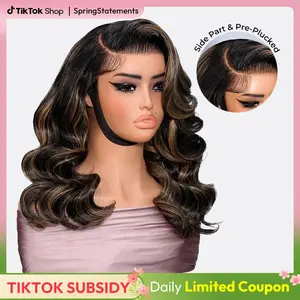 West Kiss Ready To Go Highlight Right Side Part Wigs LayerCut Body Wave 6x8 Lace Closure Wig Pre Cut Pre Plucked SpringStatements