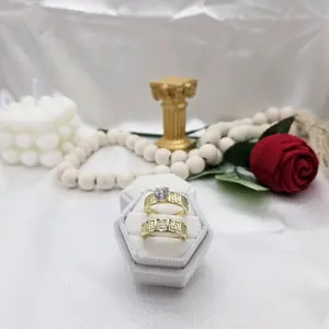 valdiviajewelry #2404 Duo engagement ring, 14k gold plated, High Quality