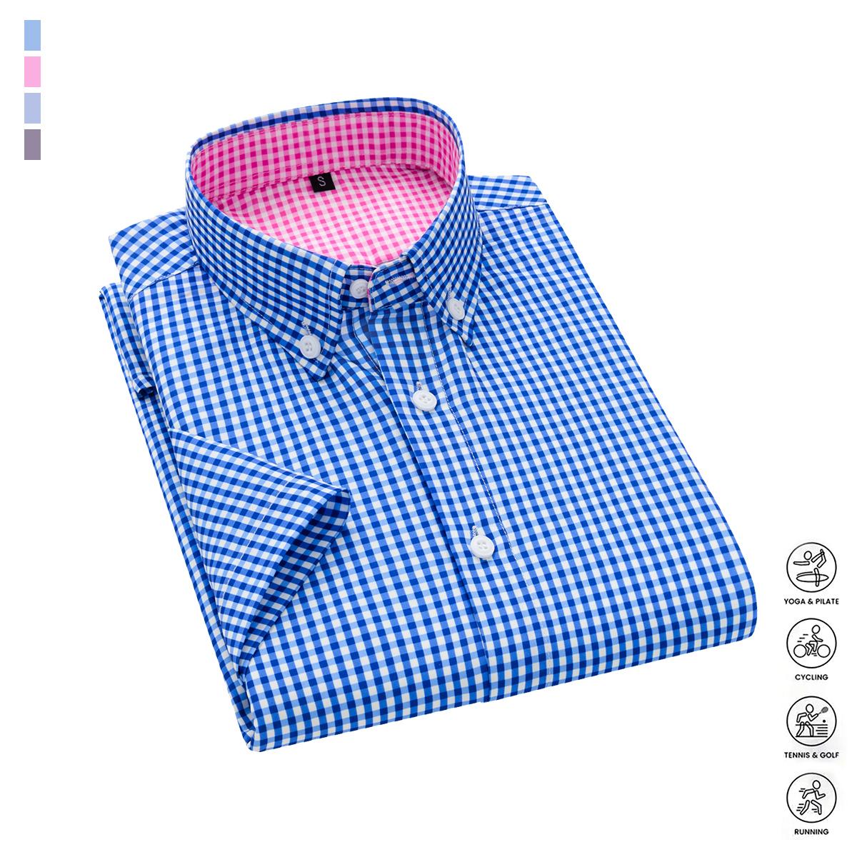 3pcs Men's Shirt Short Sleeve Business Formal Striped Solid Color 3pcs Men's Shirt Short Sleeve Business Formal Striped Solid Color