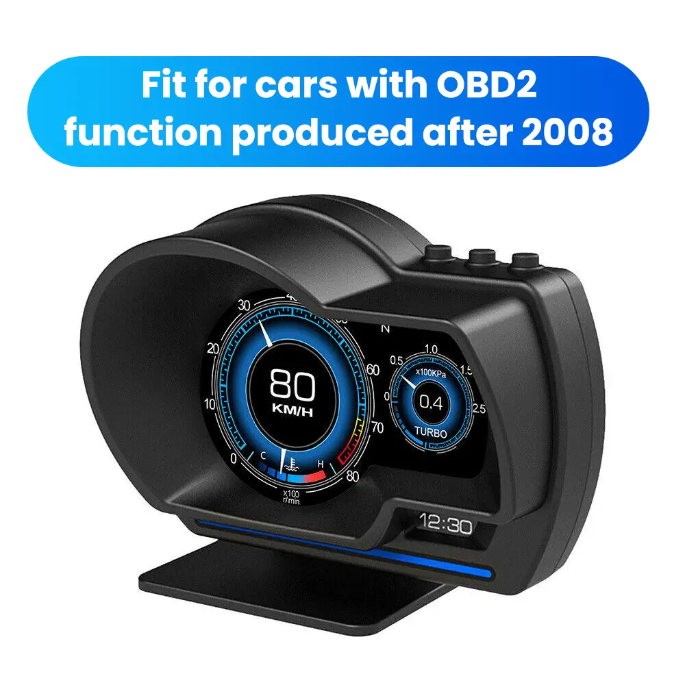 Car OBD2+GPS Head Up Digital Display for OBD2-enabled Cars (2008+) Gauge Speedometer, KM/H MPH with OBD Multifunctional LCD Ambient Light Multi-Function Display,Clearn DTC, truck accessories Christmas gifts, Car Display Screen, Father's Day