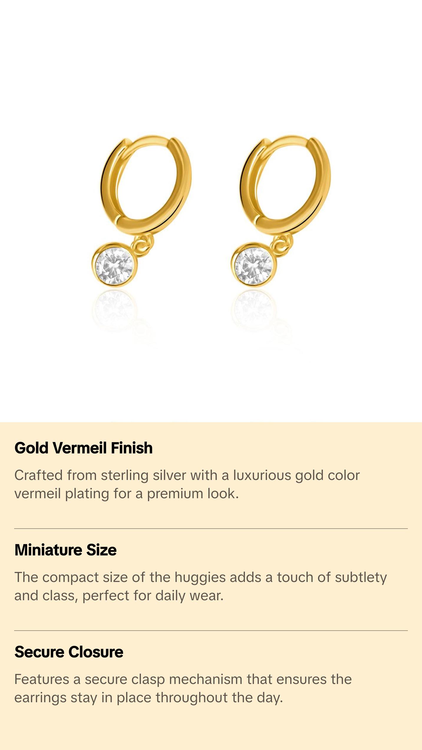 Mini Stone Huggies | Gold Vermeil