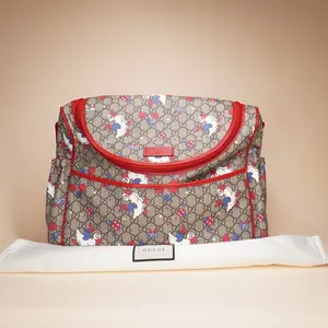 Pre-owned GUCCI Canvas Shoulder Bags GG Supreme Monogram Print Duck Diaper Bag Pink Multicolor Shoulder Bag