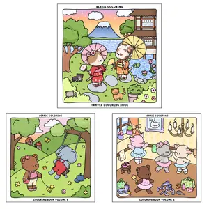 Berrie Coloring Travel Volume (1 to 5) Cute and Cozy Coloring Book for Kids & Adults Featuring Easy to Color Animal Illustrations and Adorable Scenes