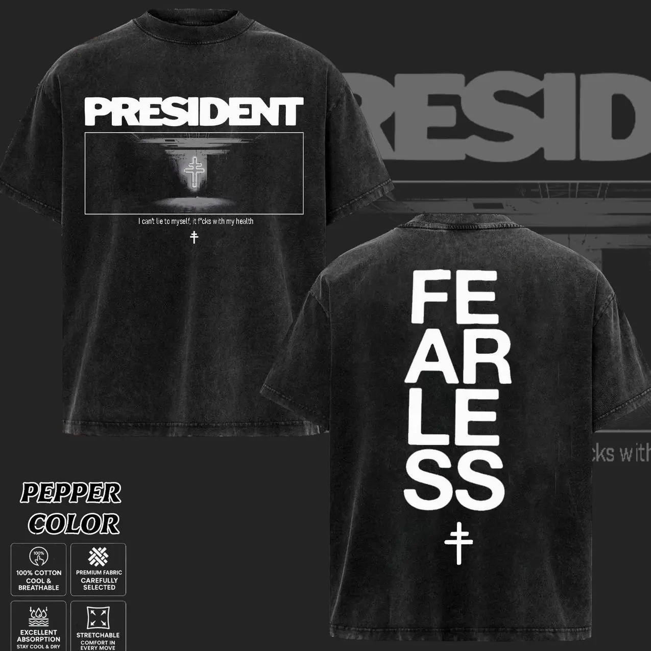 [COLLECTION] President Band T-Shirt Collection, Gothic Cross Graphic Tee, Retro Deathcore Style Shirt, Dark Religious Metal Inspired Shirts, Vintage Heavy Cotton Band Tee, Gift for Metal Music Lovers, Alternative Merch for Men & Women TC9