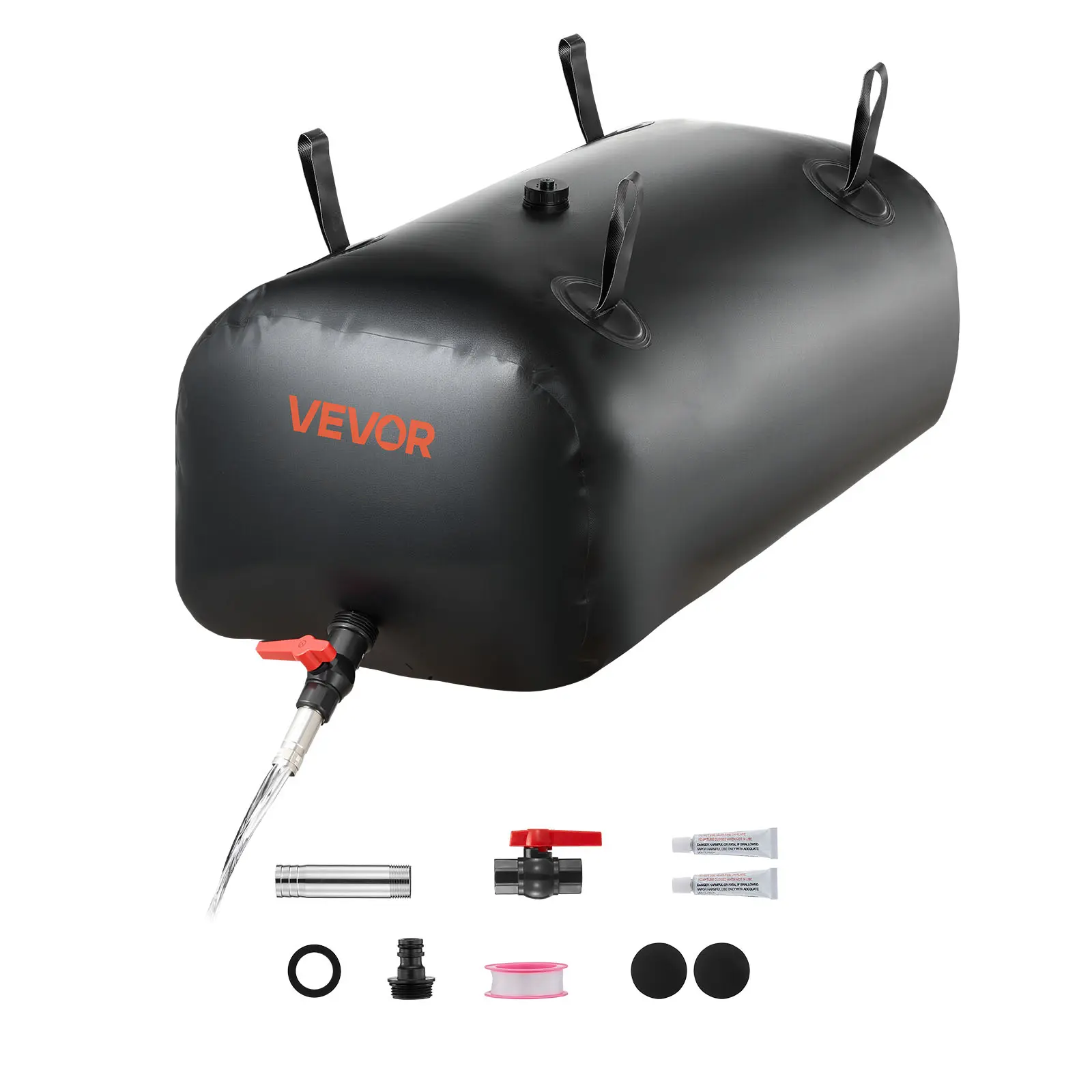 【SummerFinds】VEVOR Water Storage Bladder, 30 Gal Collapsible Water Storage Bag, Wear-Resistant 1000D PVC Soft Waters Bag, Leakproof Camping Tank Containers for Garden Irrigation RV Emergency Use, Black