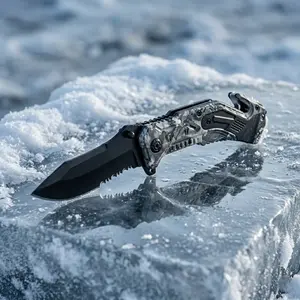 3-in-1 Outdoor Camping Hiking Rescue Tool with Urban Camo Aluminum Handle, Seatbelt Cutter & Glass Breaker