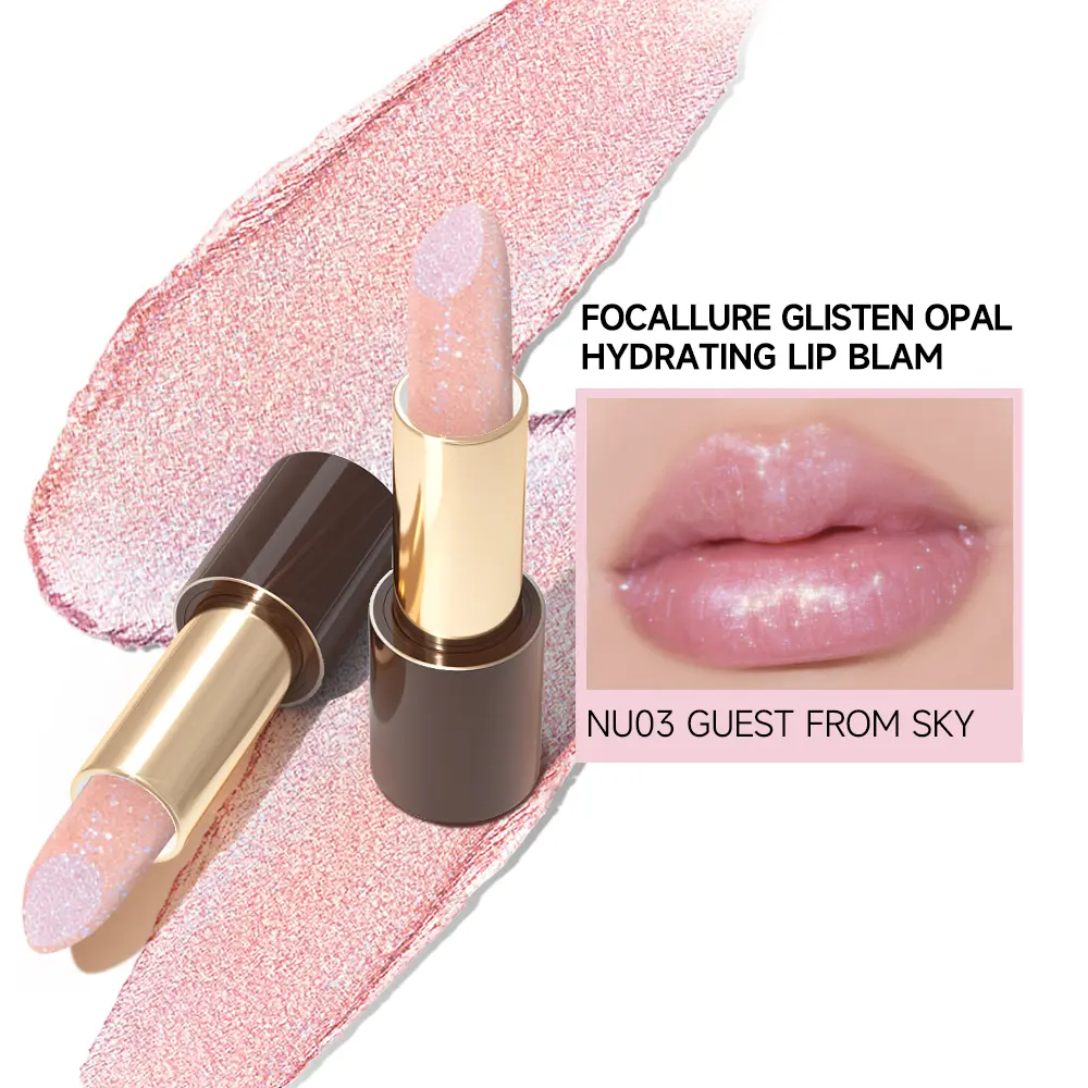 FOCALLURE Glisten Opal Hydrating Glitter Lipstick Lip Balm Set Moisturizing Glossy Cosmetic Makeup Lipgloss Blend Shimmer Shiny Smooth Moisturizer Moisture Hydrate#backtoschool