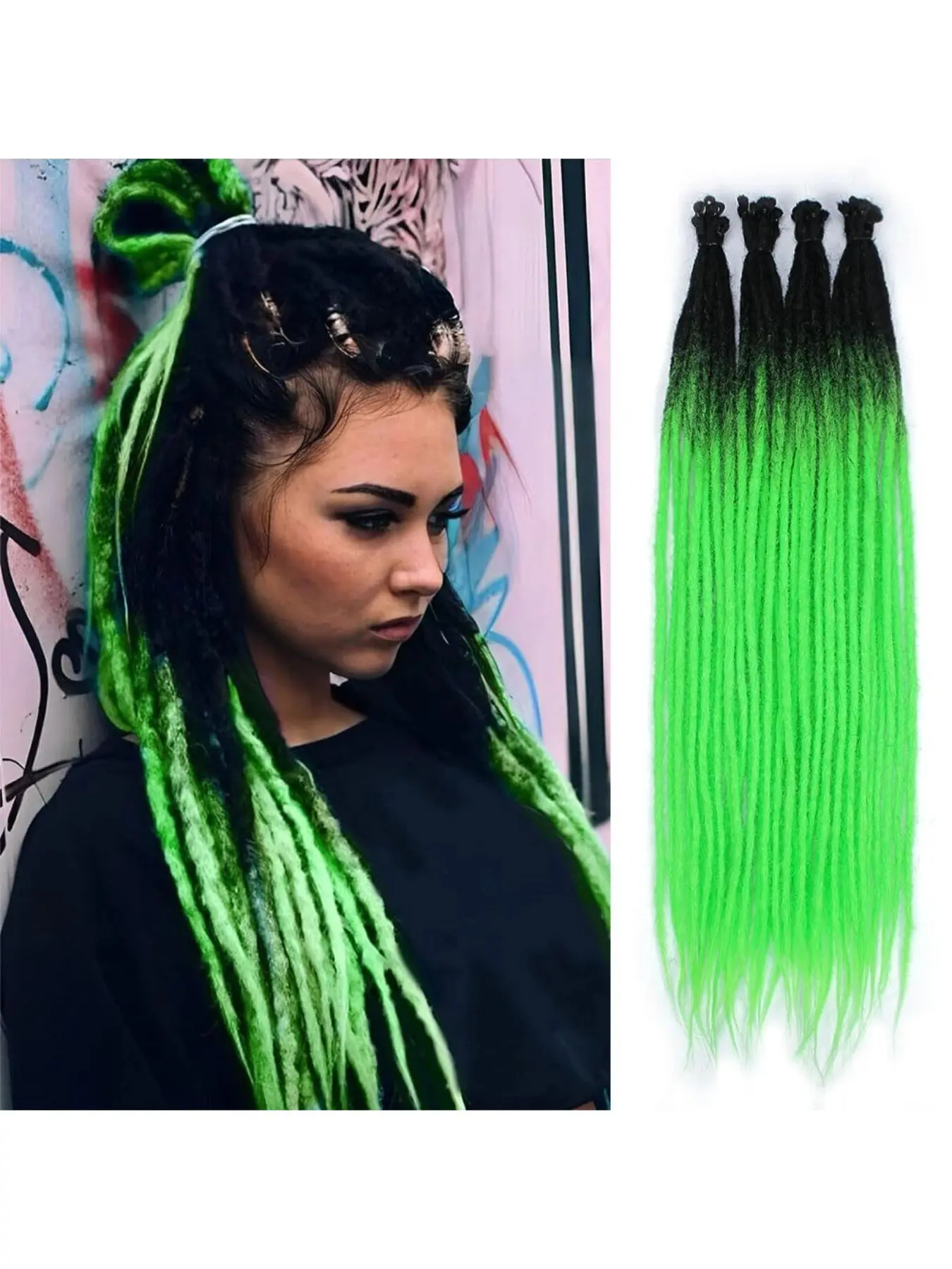 40 Strands 22-Inch Synthetic Dreadlock Extensions, Dreadlocks Extension, Synthetic Hair, Pre-Formed Ring Hooks, Ideal for Beginners, Cosplay, Parties, Festivals, Synthetic Fiber Extensions