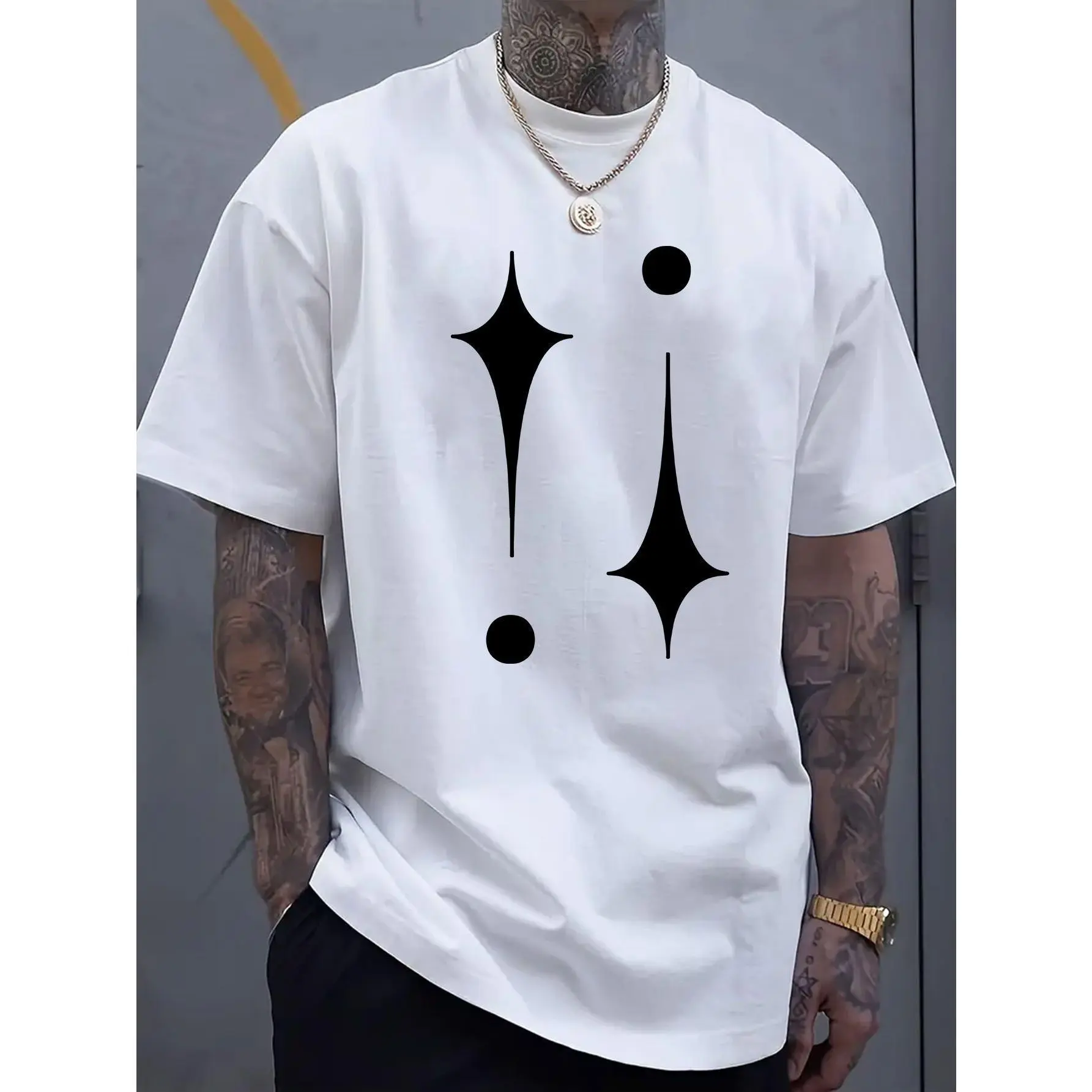 Simple And Fashionable Printed Men'S Crew Neck Short-Sleeved T-Shirt, Comfortable And Breathable Casual Sports Top, Suitable for Spring And Summer Vacation And Leisure, Plus Size
