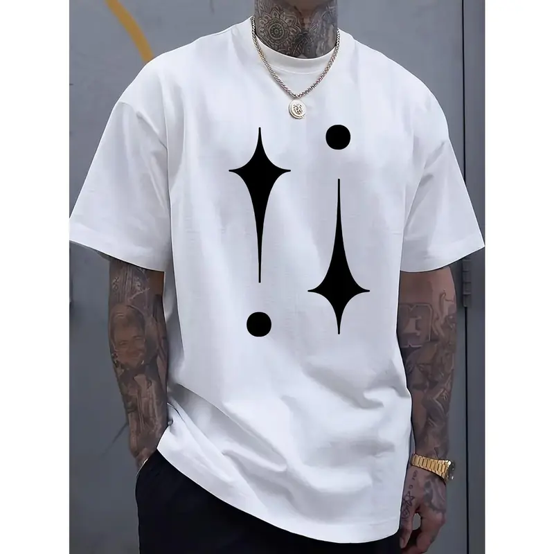 Simple And Fashionable Printed Men'S Crew Neck Short-Sleeved T-Shirt, Comfortable And Breathable Casual Sports Top, Suitable for Spring And Summer Vacation And Leisure, Plus Size