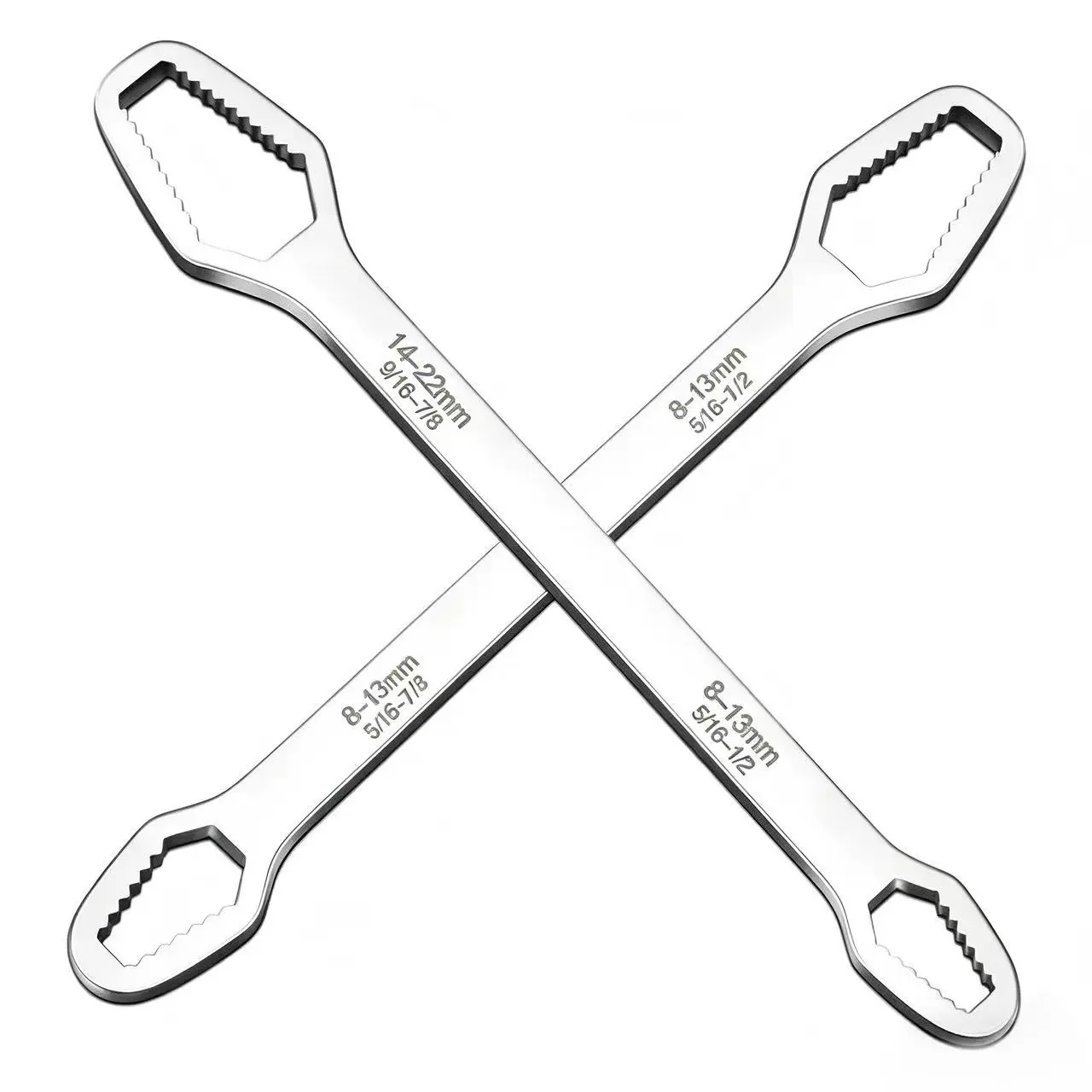 Universal Self Adjusting Wrench 8–22mm Dual-Ended Self-Tightening Multifunctional Sink Tool Set Plumbing Repair Car Torque Wrenches for Tight Spaces All in One Tools Anti-Slip